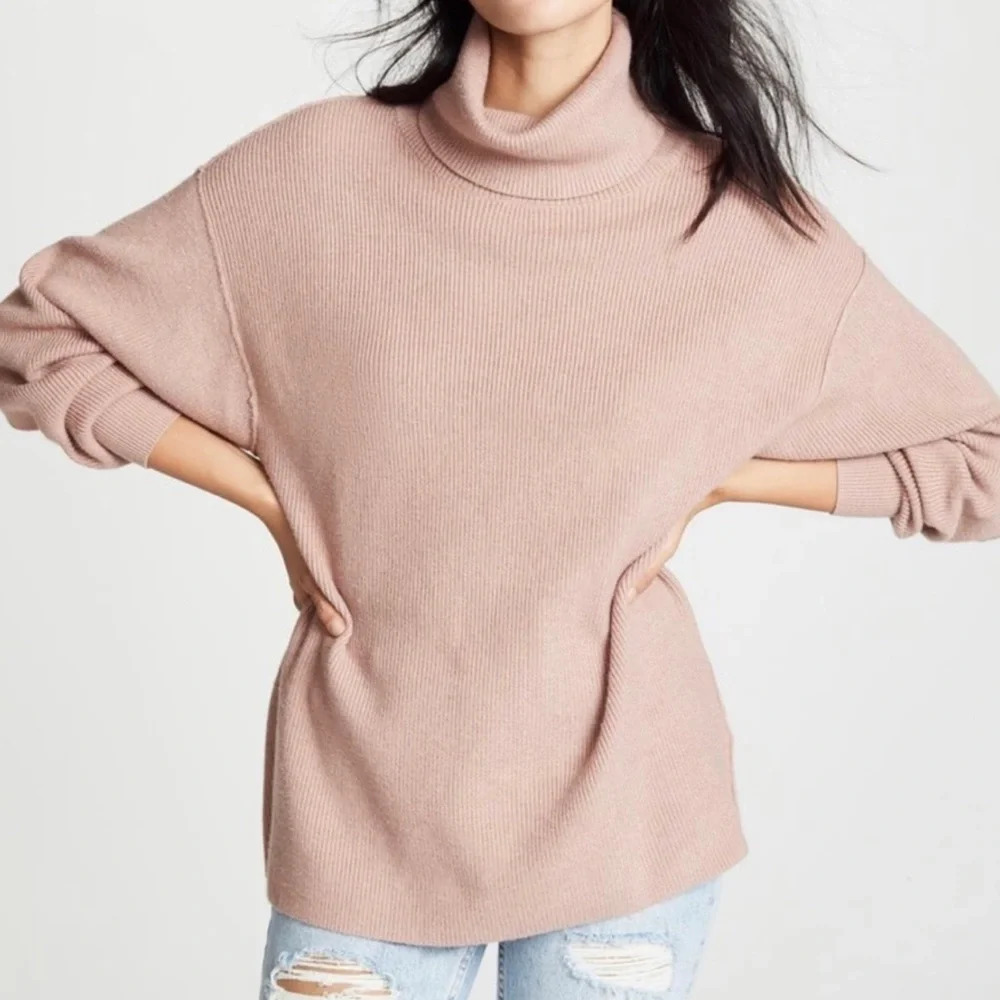 Free People Softly Structured Turtleneck Tunic Sweater Small